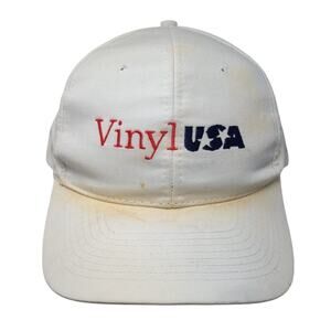 Vinyl USA Snapback Hat White One Size Adjustable Embroidered Patriotic Nissin